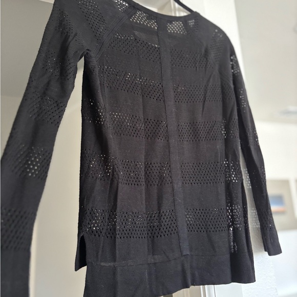 Rag & Bone Sexy Black Perforated Knit Long Sleeve Top - Picture 2 of 5